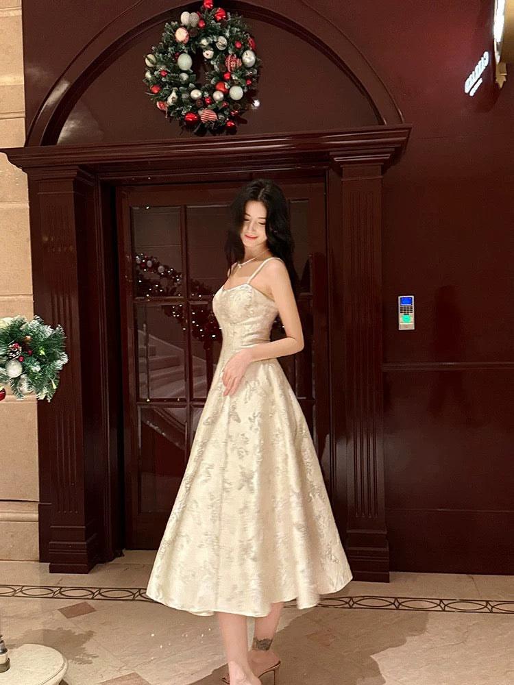 Sexy A Line Spaghetti Straps Neckline Satin Evening Dress Lace Prom Dresses