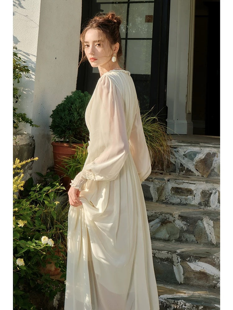 Modest A line Scoop Neckline Chiffon Ankle Length Evening Dress Prom Dresses