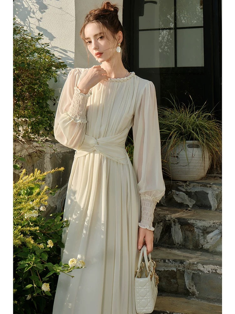 Modest A line Scoop Neckline Chiffon Ankle Length Evening Dress Prom Dresses