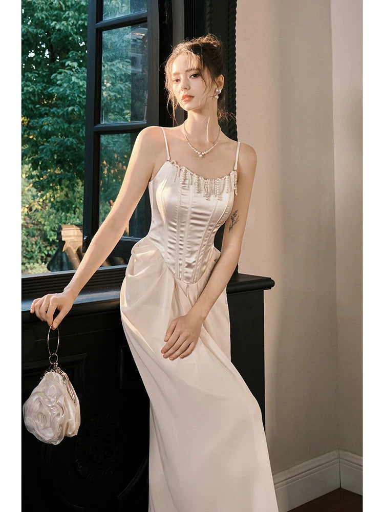 Pretty A line Spaghetti Straps Pink Ankle Length Evening Dress Prom Dresses