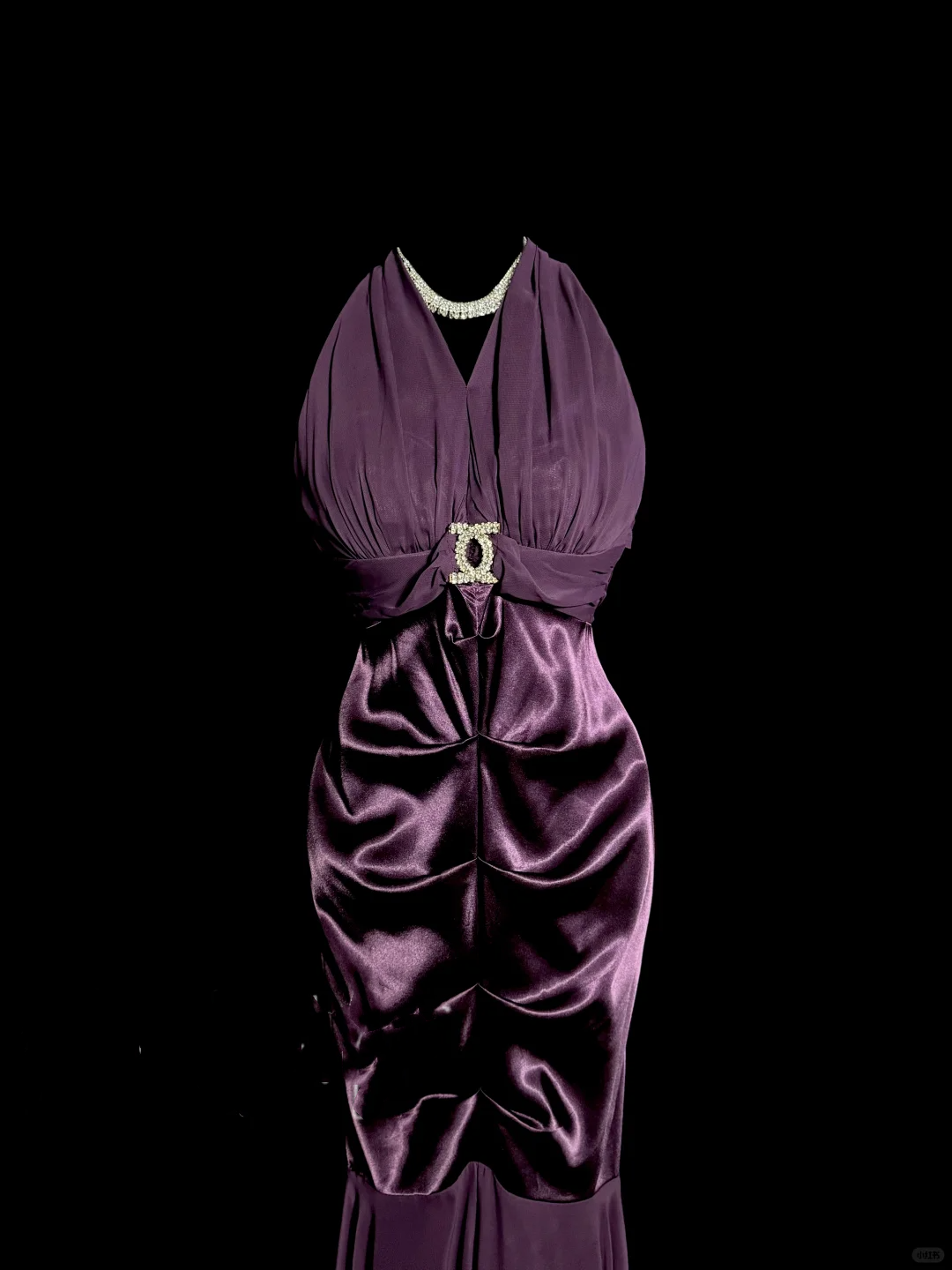 Retro Mermaid V Neckline Chiffon Grape Evening Dress Prom Dresses