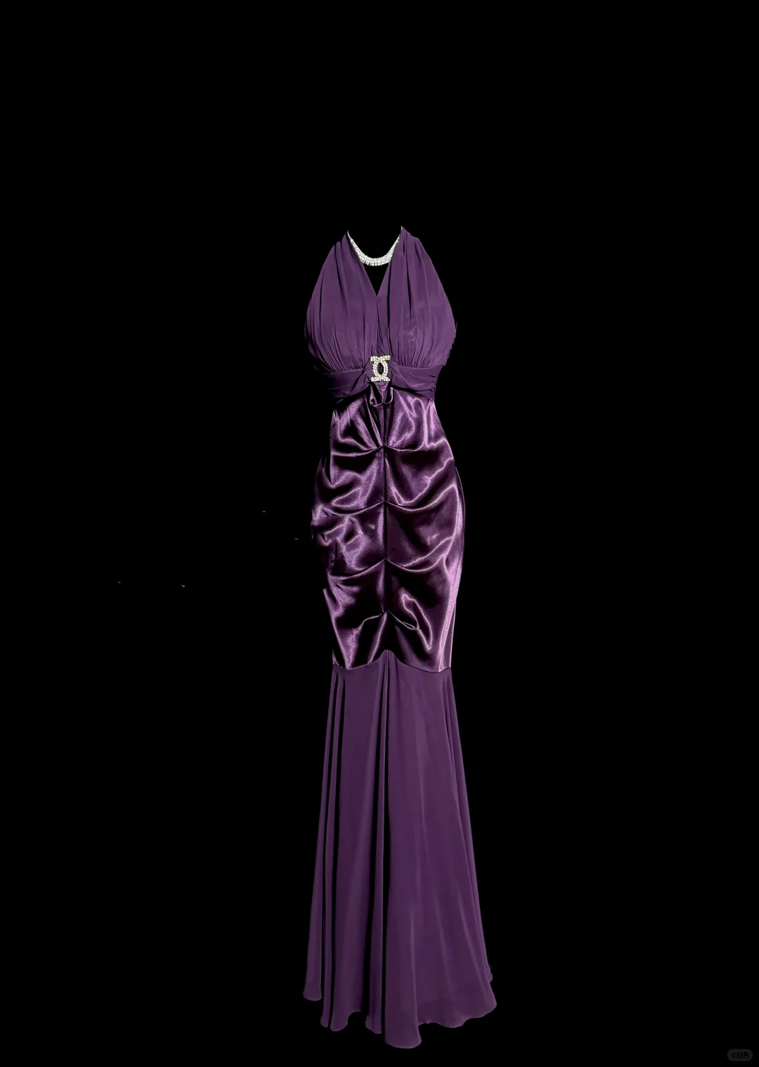Retro Mermaid V Neckline Chiffon Grape Evening Dress Prom Dresses