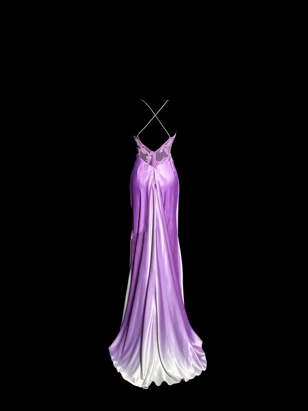 Aesthetic A line Halter Neckline Lilac Satin Prom Dress Ruffle Long Party Dress