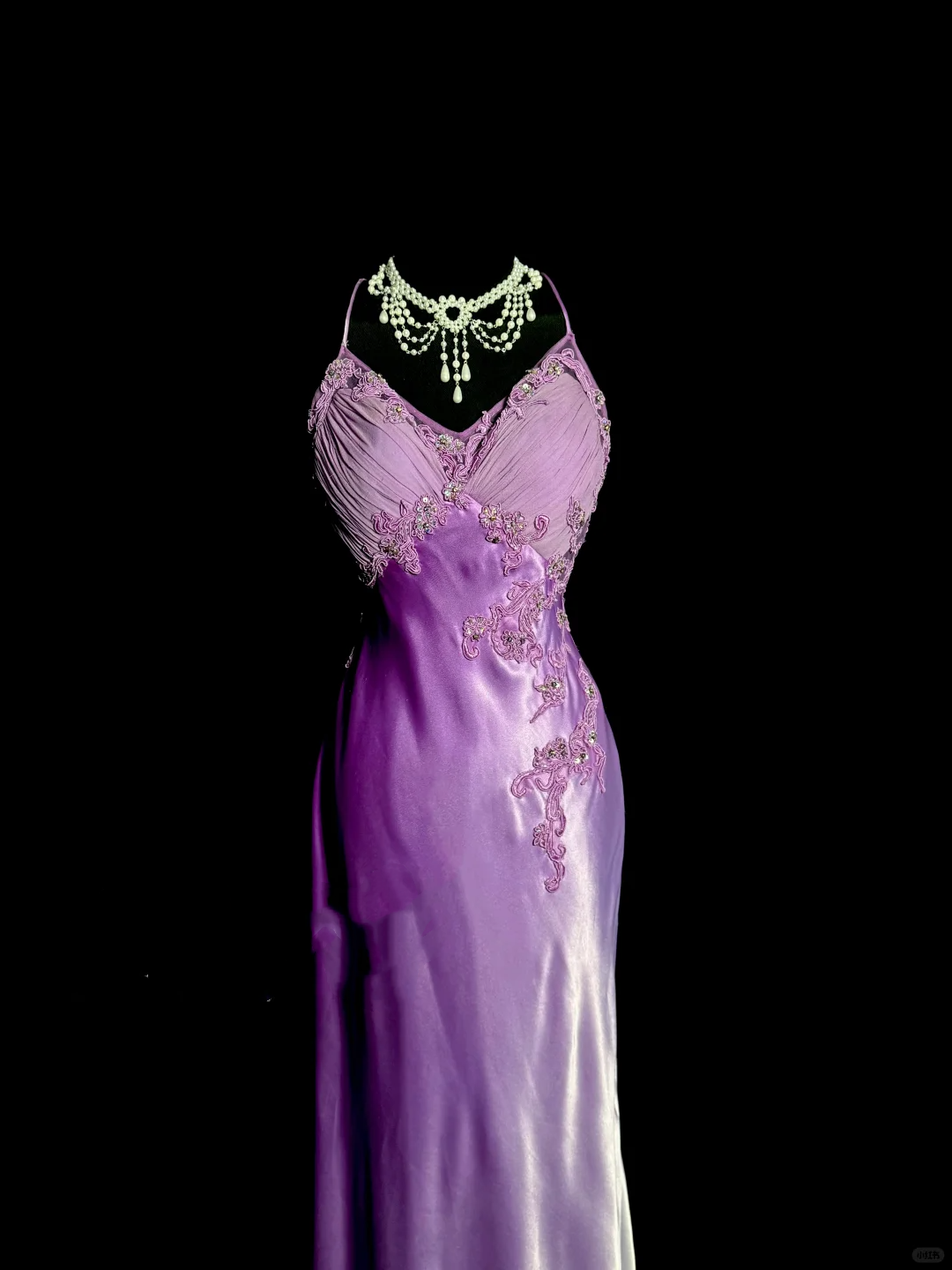 Aesthetic A line Halter Neckline Lilac Satin Prom Dress Ruffle Long Party Dress