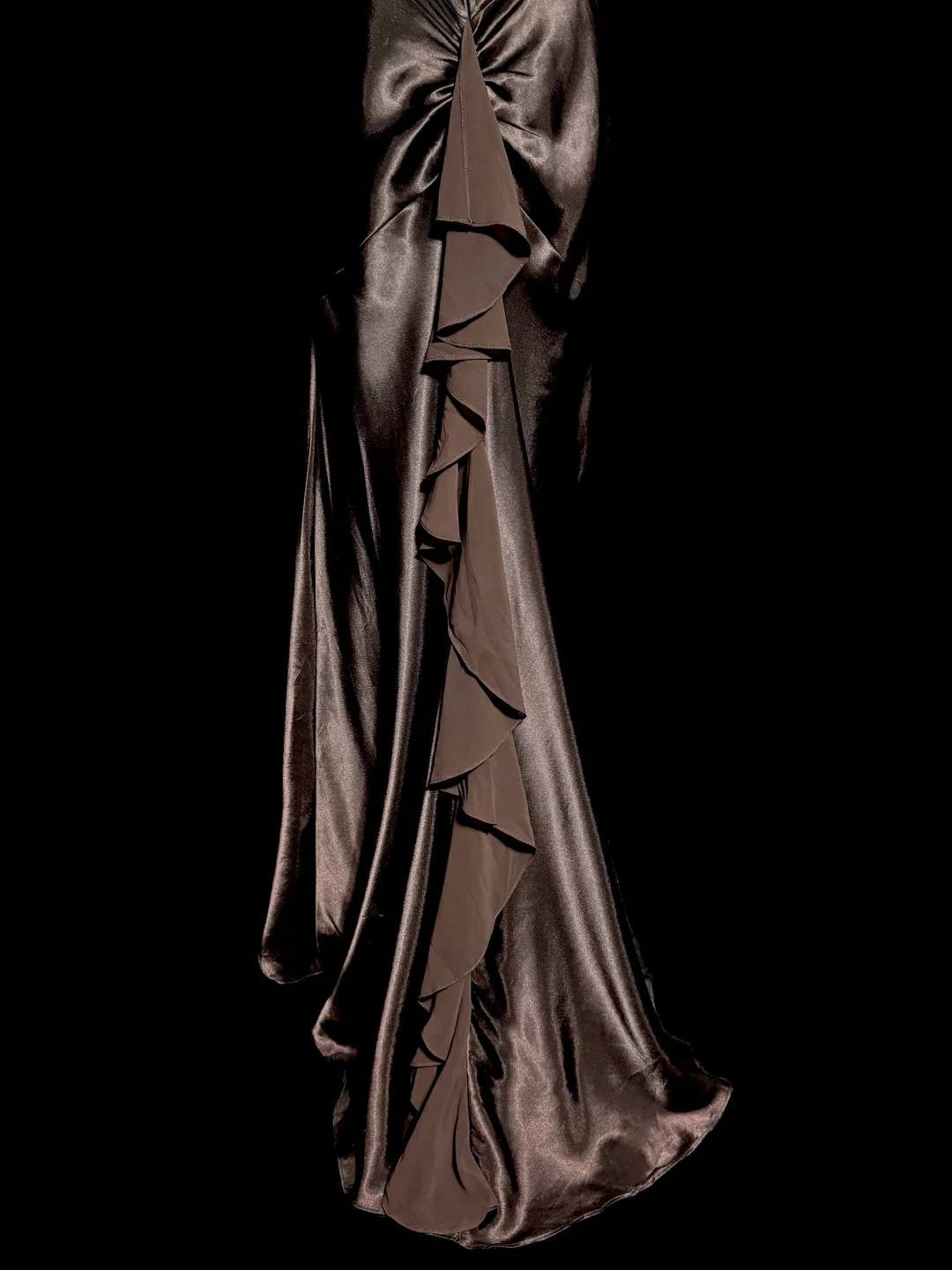 Retro Mermaid V Neckline Chiffon Brown Evening Dress Prom Dresses