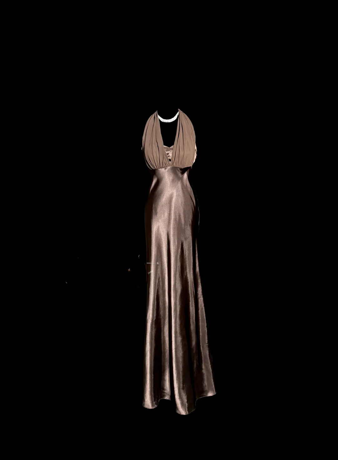 Retro Mermaid V Neckline Chiffon Brown Evening Dress Prom Dresses