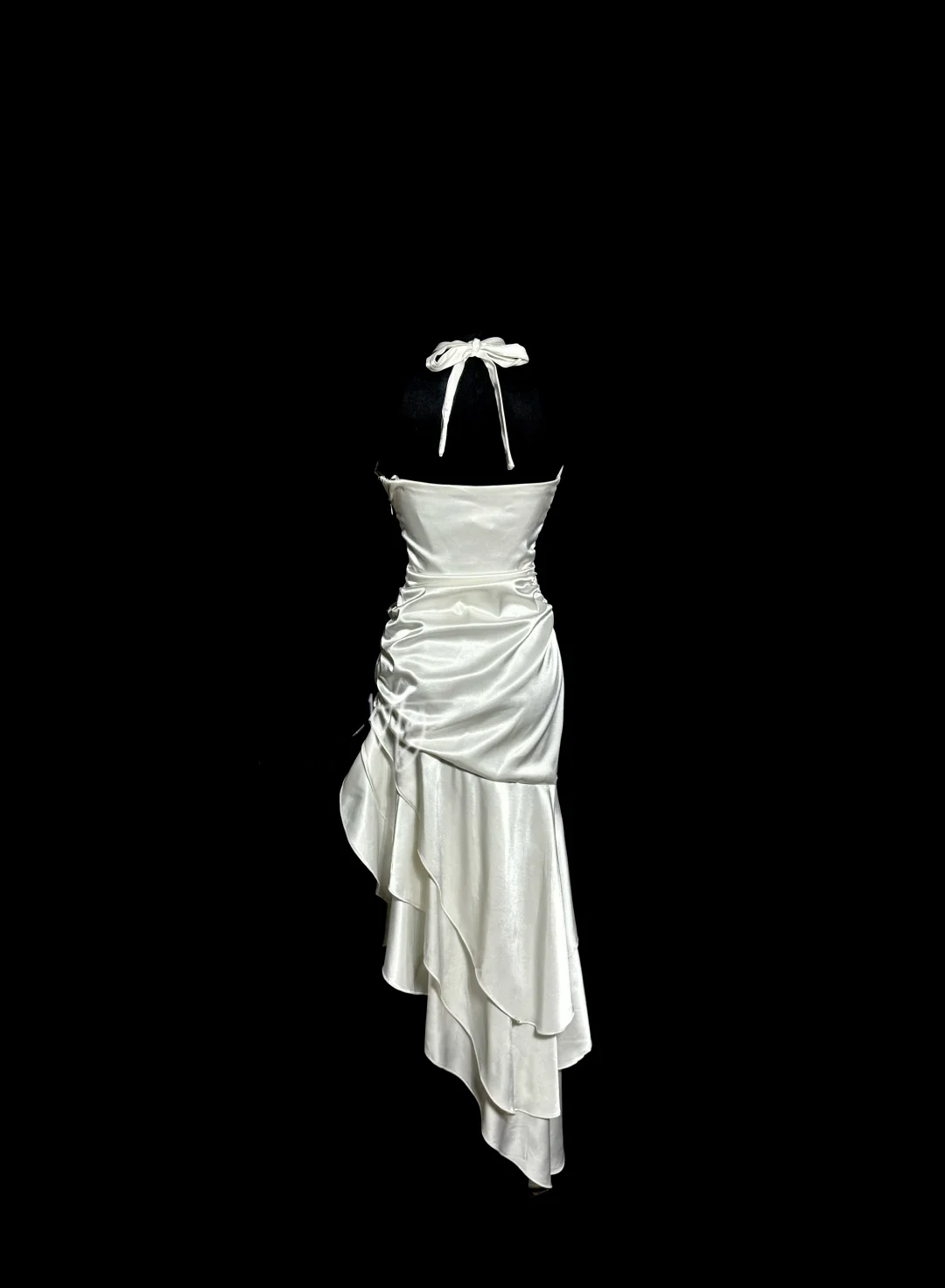 Retro Mermaid Halter Satin High Low Evening Dress Prom Dresses