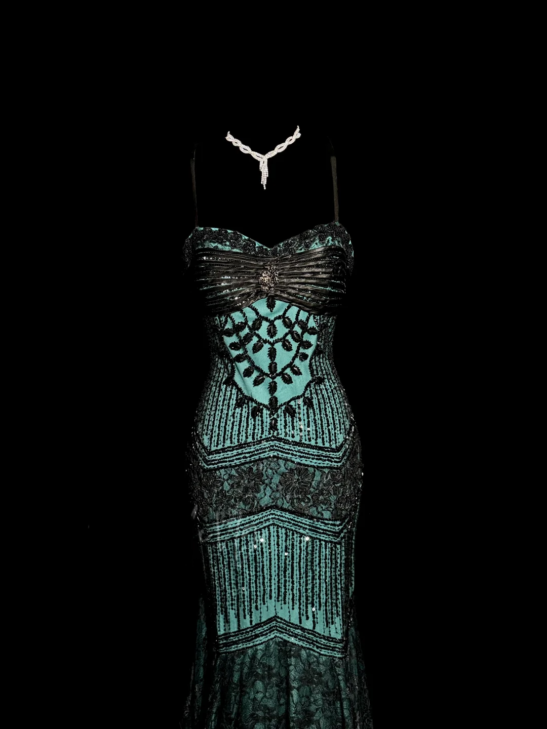 Aesthetic Mermaid Spaghetti Straps Green Prom Dress Long Party Dress