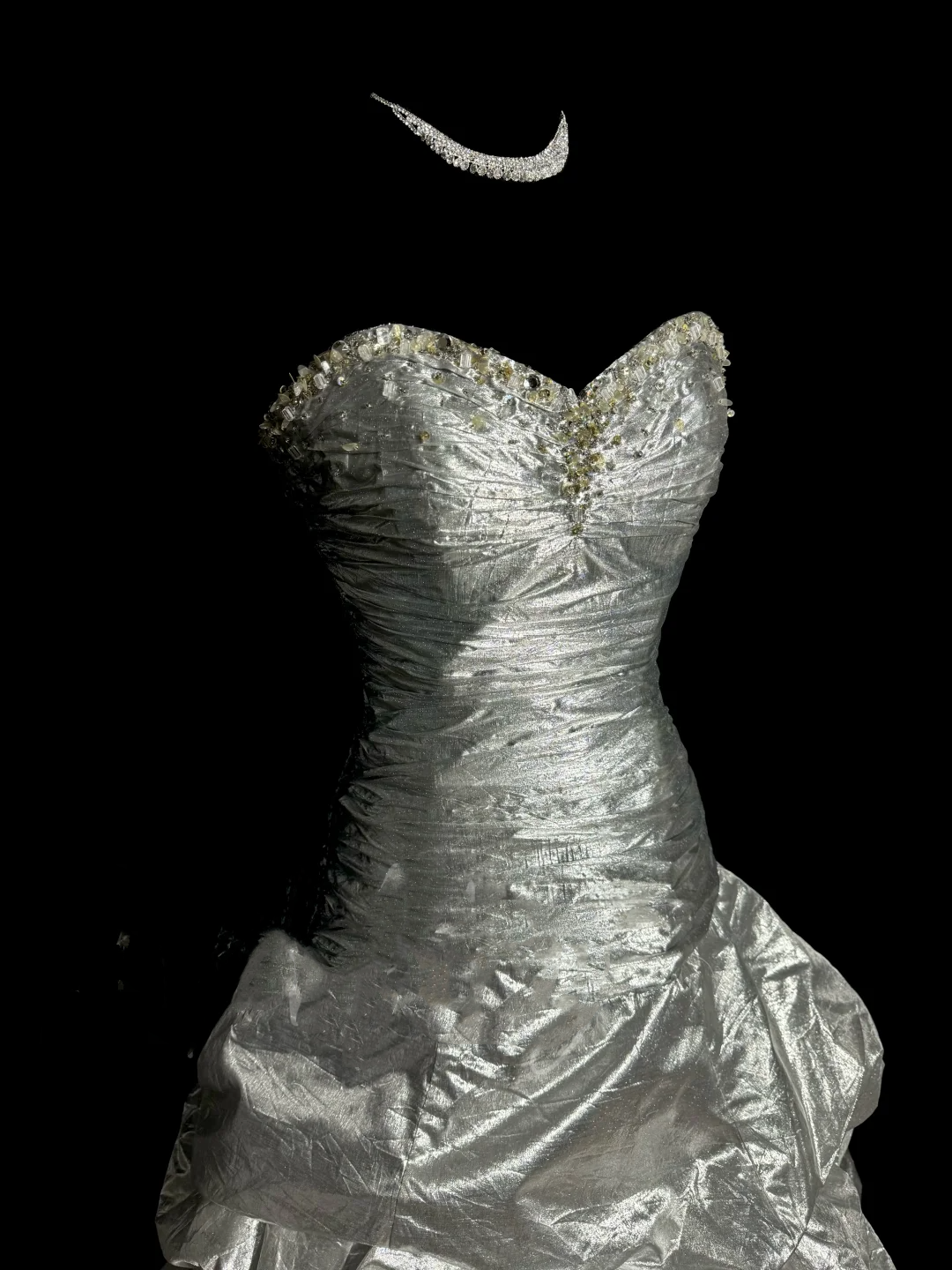 Aesthetic Mermaid Sweetheart Neckline Gray Taffeta Prom Dress Ruffle Long Party Dress
