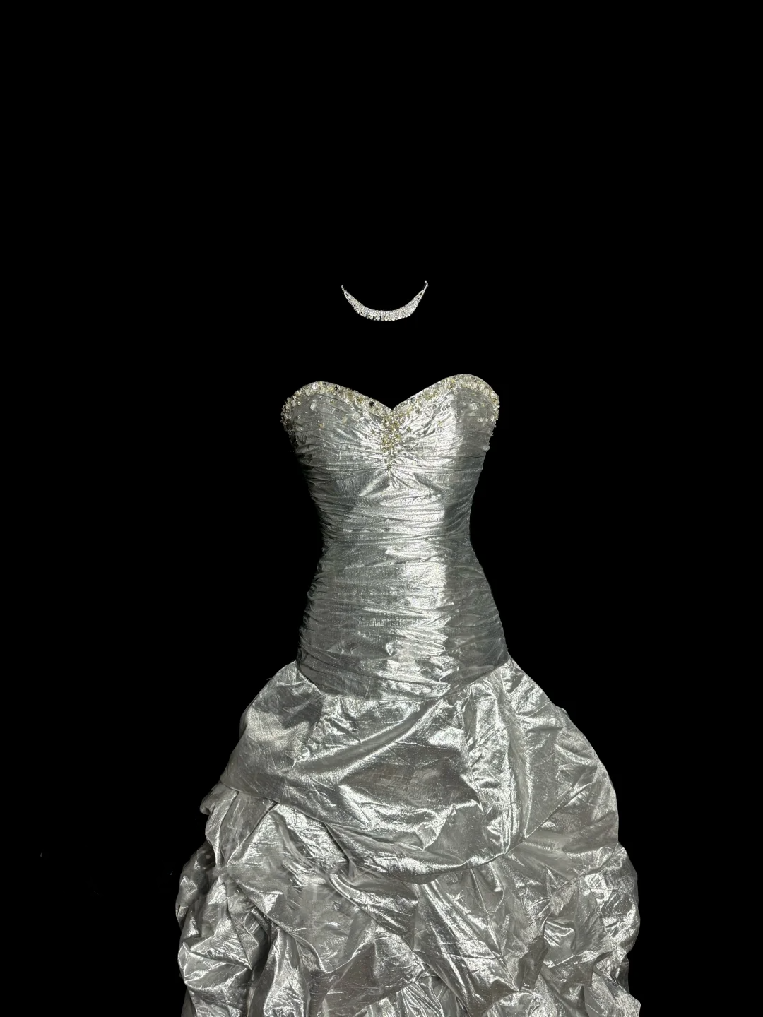Aesthetic Mermaid Sweetheart Neckline Gray Taffeta Prom Dress Ruffle Long Party Dress