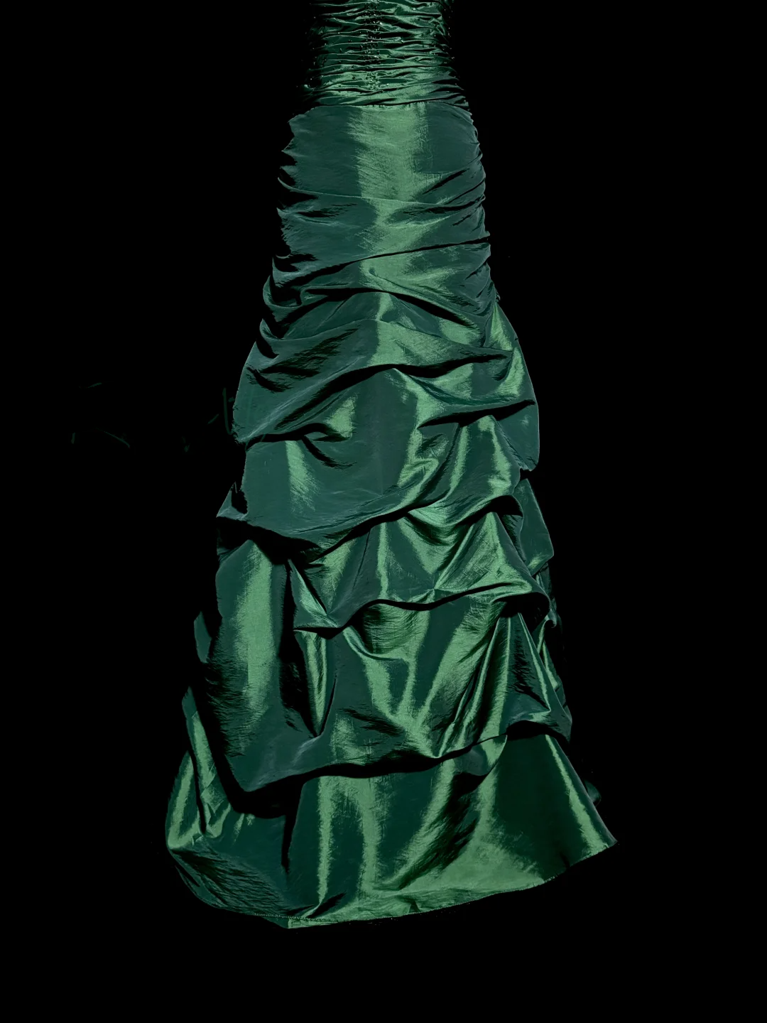 Aesthetic Mermaid Sweetheart Neckline Green Taffeta Prom Dress Ruffle Long Party Dress