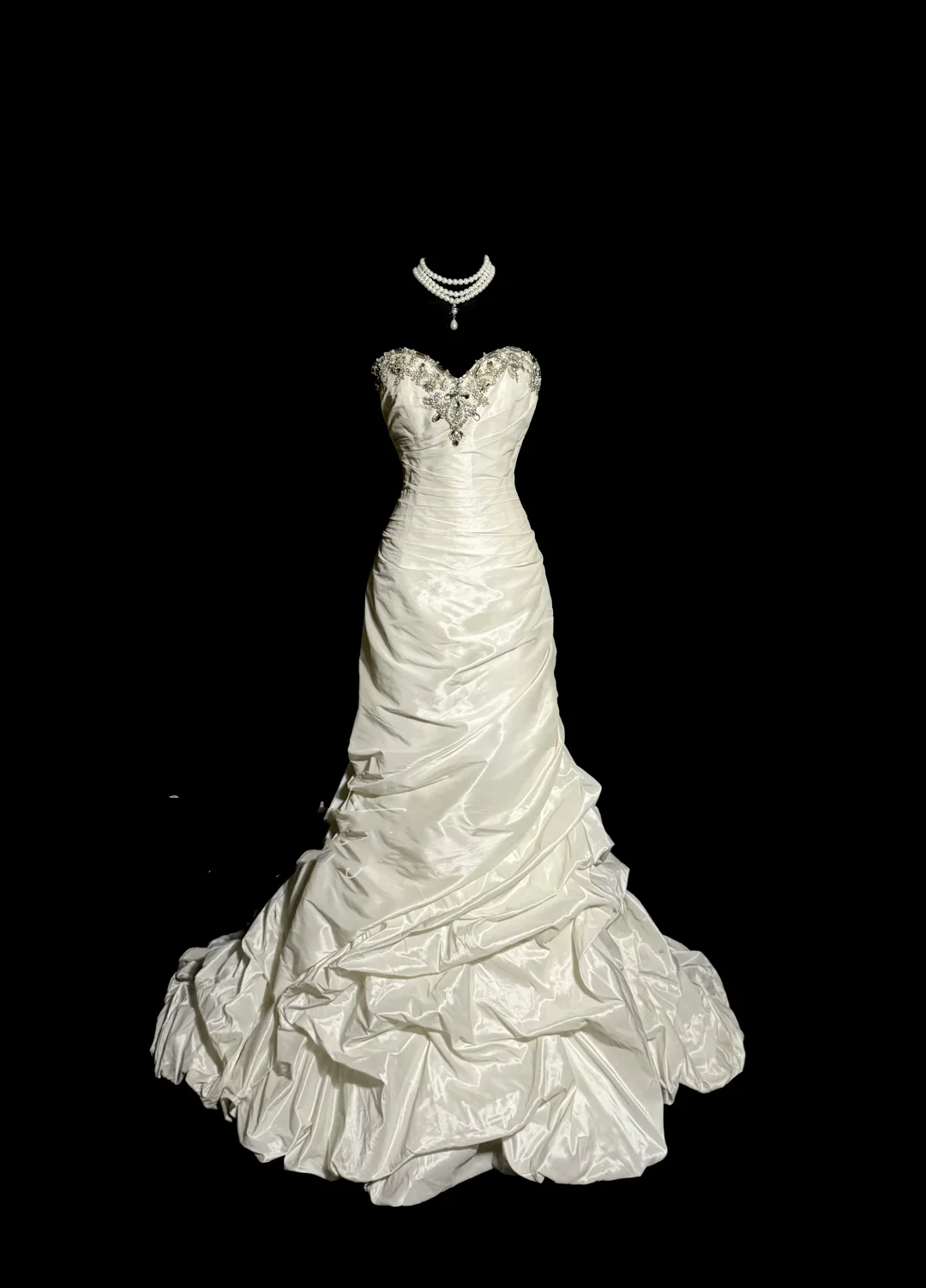 Classy Mermaid Sweetheart Taffeta Ivory Long Wedding Dress Bridal Dresses