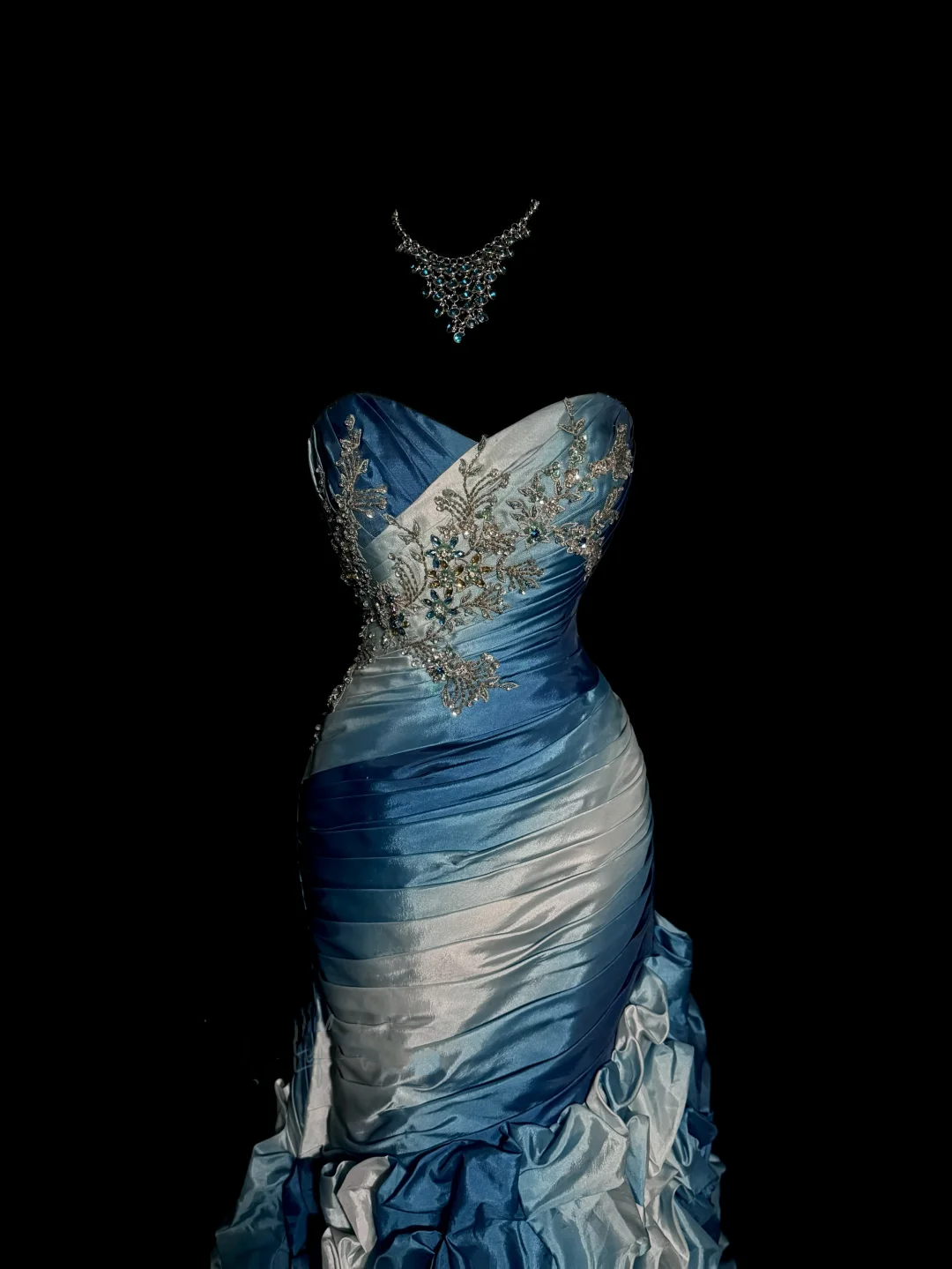 Vintage Mermaid Sweetheart Sleeveless Long Blue Prom Gown Fairy Prom Dresses