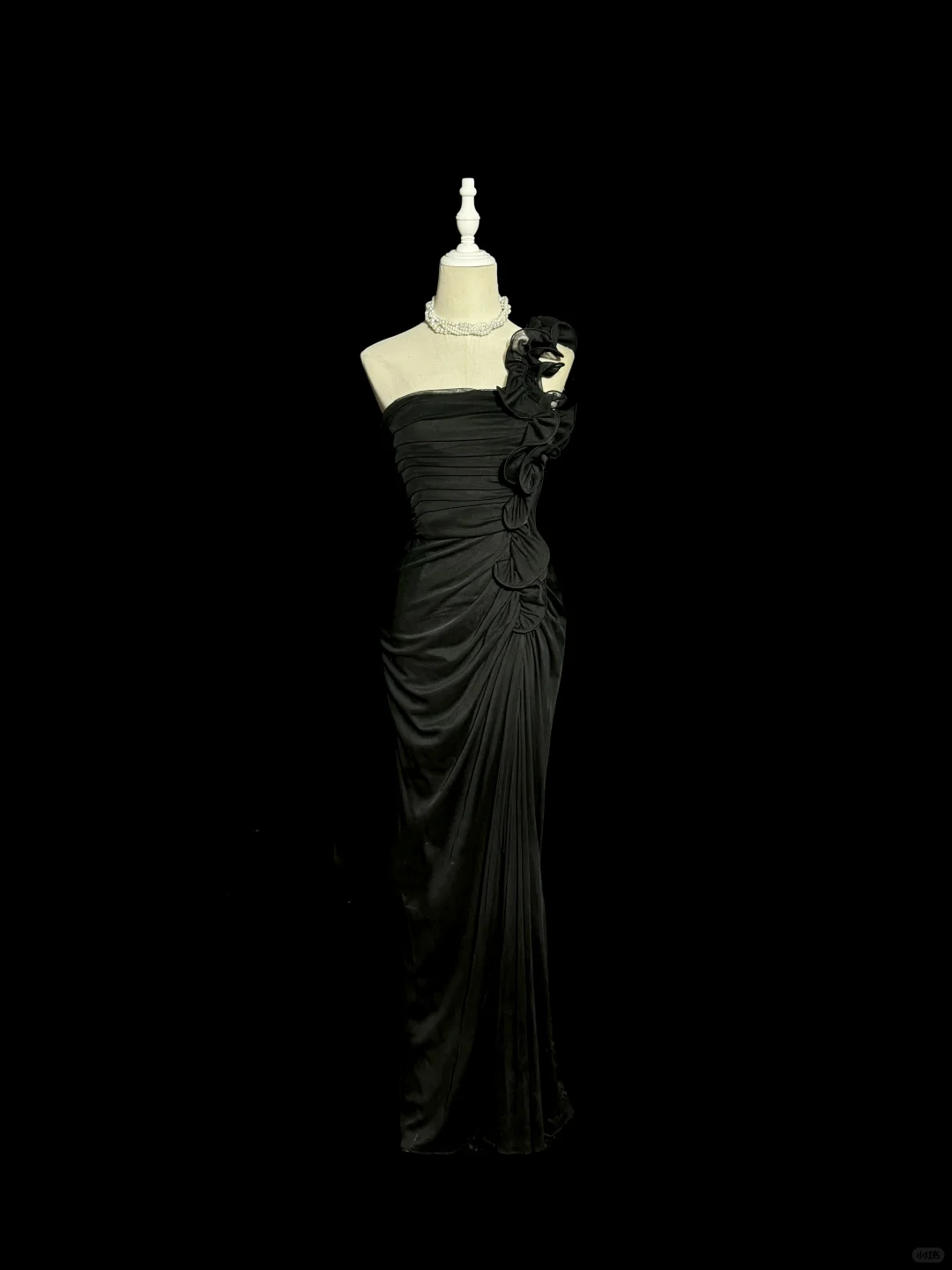Modest Mermaid One Shoulder Black Satin Long Prom Dress Party Dress