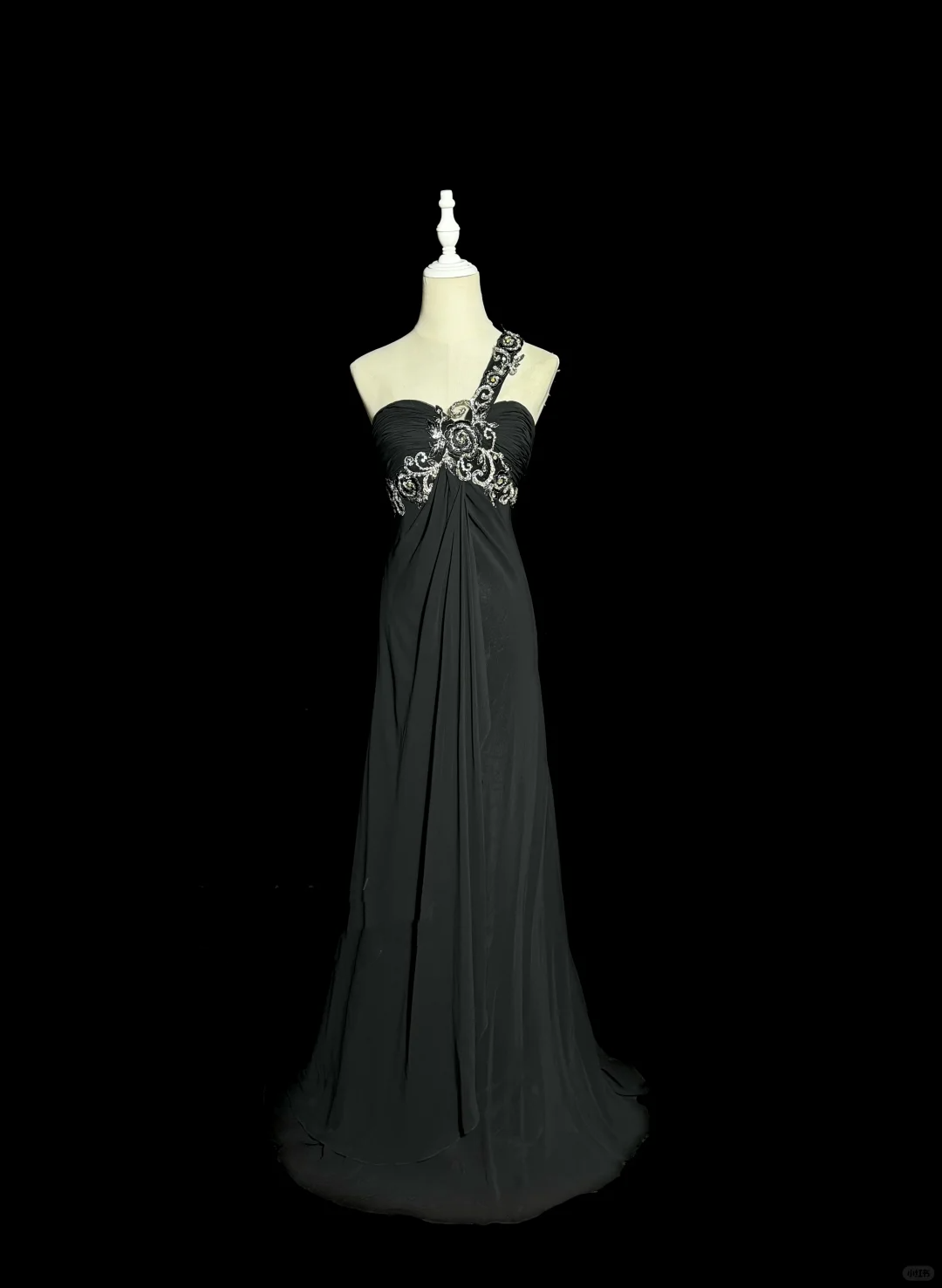 Modest A line One Shoulder Gray Chiffon Long Prom Dress Party Dress