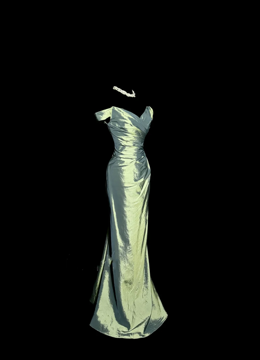 Vintage Mermaid Off The Shoulder Green Long Prom Gown Fairy Prom Dresses