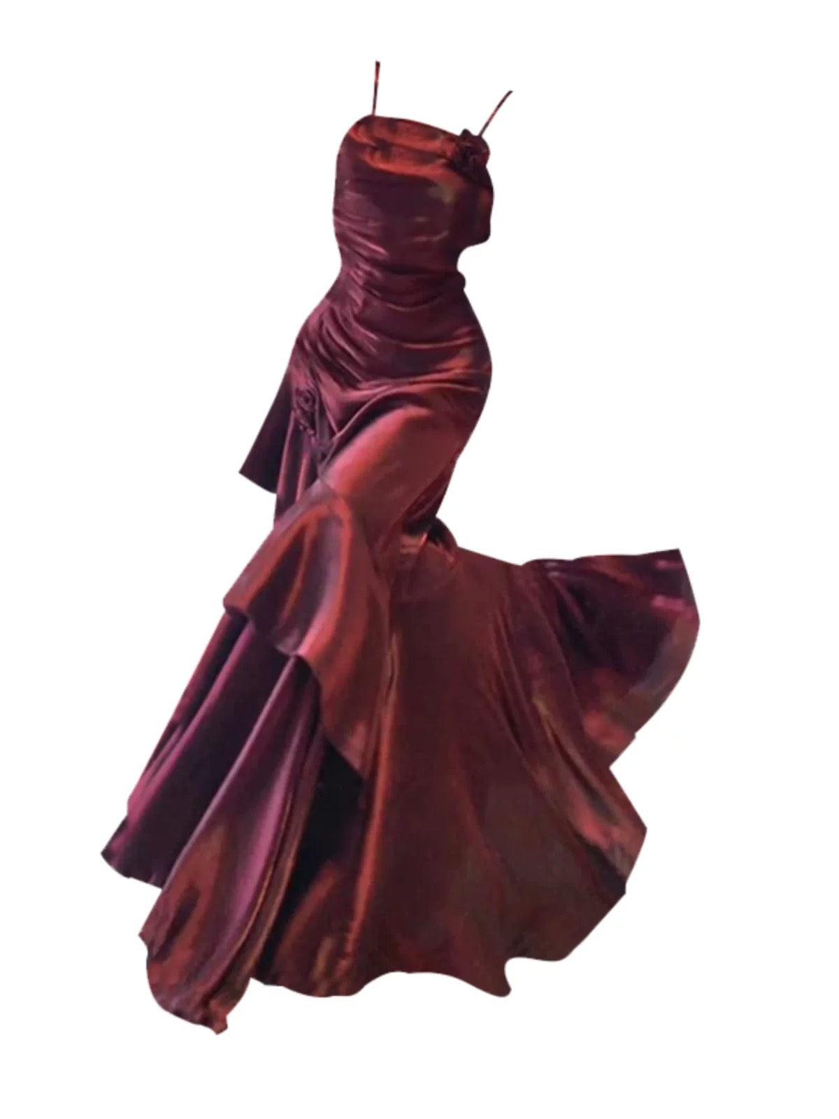 Vintage Mermaid Spaghetti Straps Burgundy Long Party Dresses Birthday Outfits