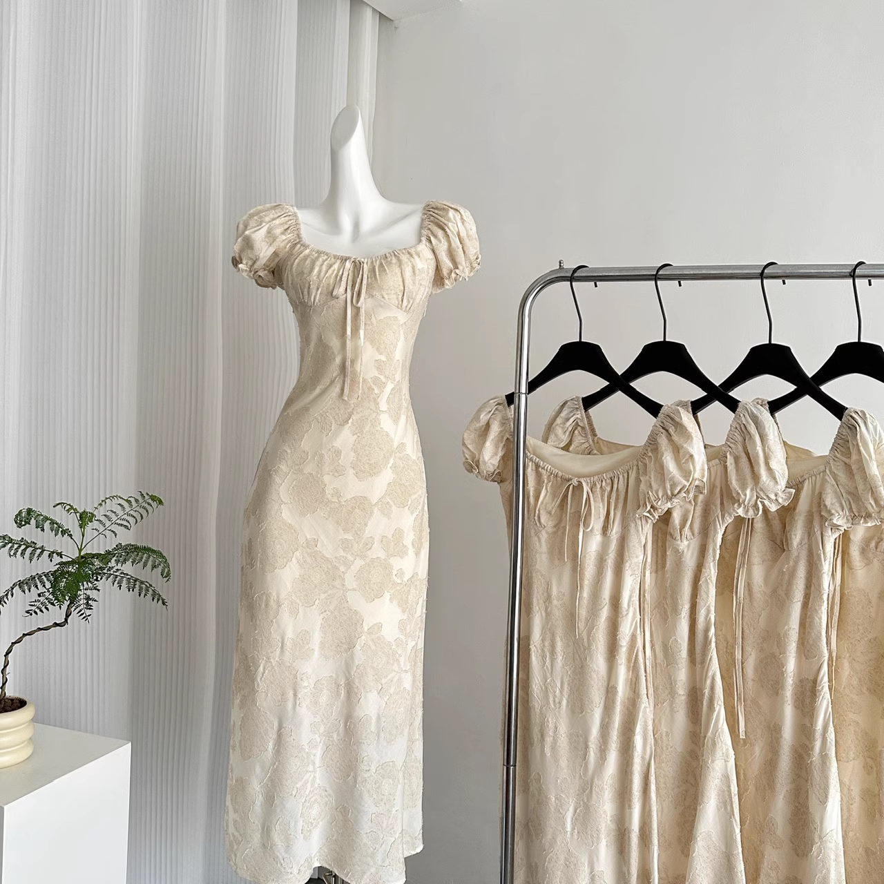 Cute A line Square Neckline Lace Dress Holiday Dresses
