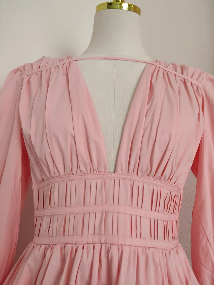 Cute A line V Neckline Long Sleeves Spring Casual Dress Beach Holiday Dresses