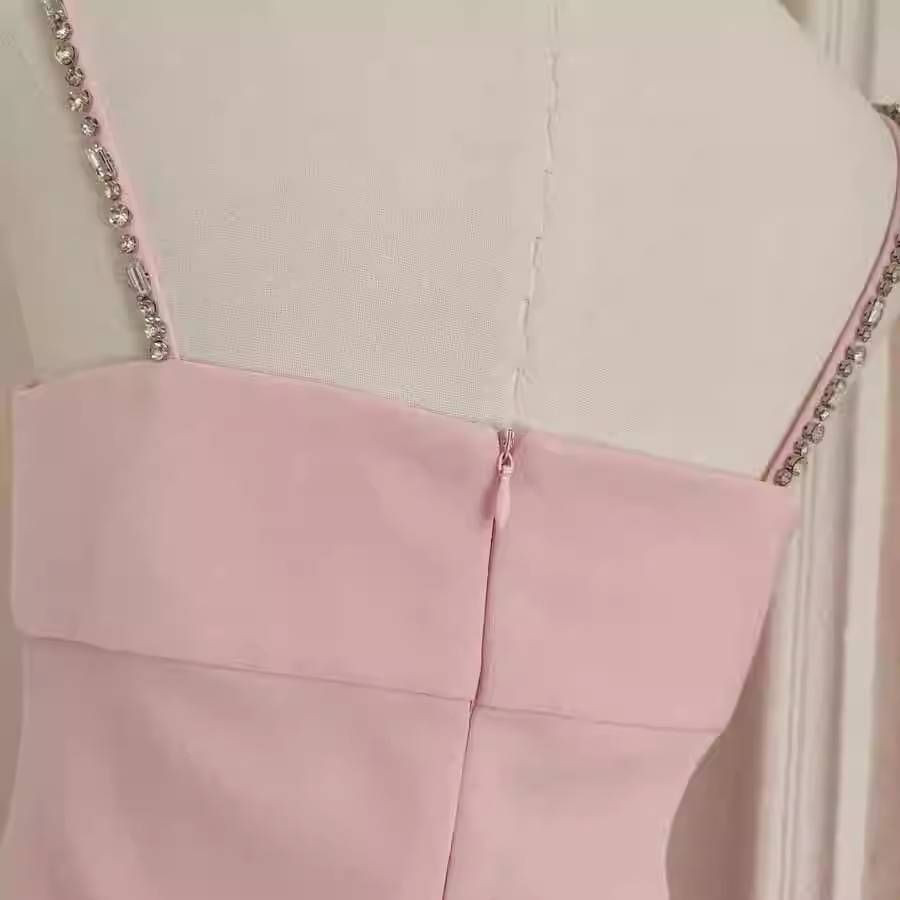 Sexy Sheath Spaghetti Straps Pink Travel Vacation Dresses Dinner Birthday Dress
