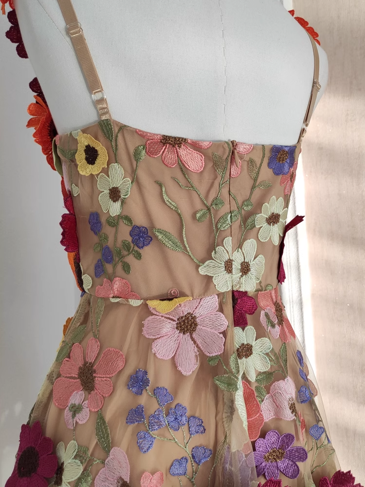 Cute A line Straps Sleeveless Floral Pink Party Dress Short Holiday Dresses