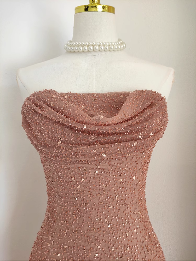 Sexy Sheath Strapless Sequin Party Dress Holiday Birthday Outfits For Women