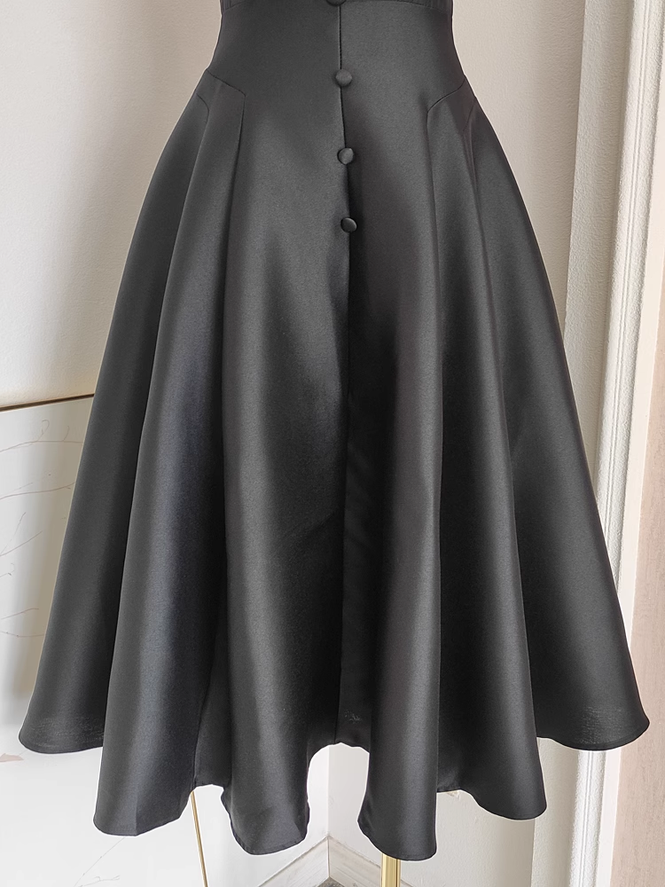 Sexy A line Spaghetti Straps Sleeveless Black Party Dress Holiday Birthday Dresses For Women