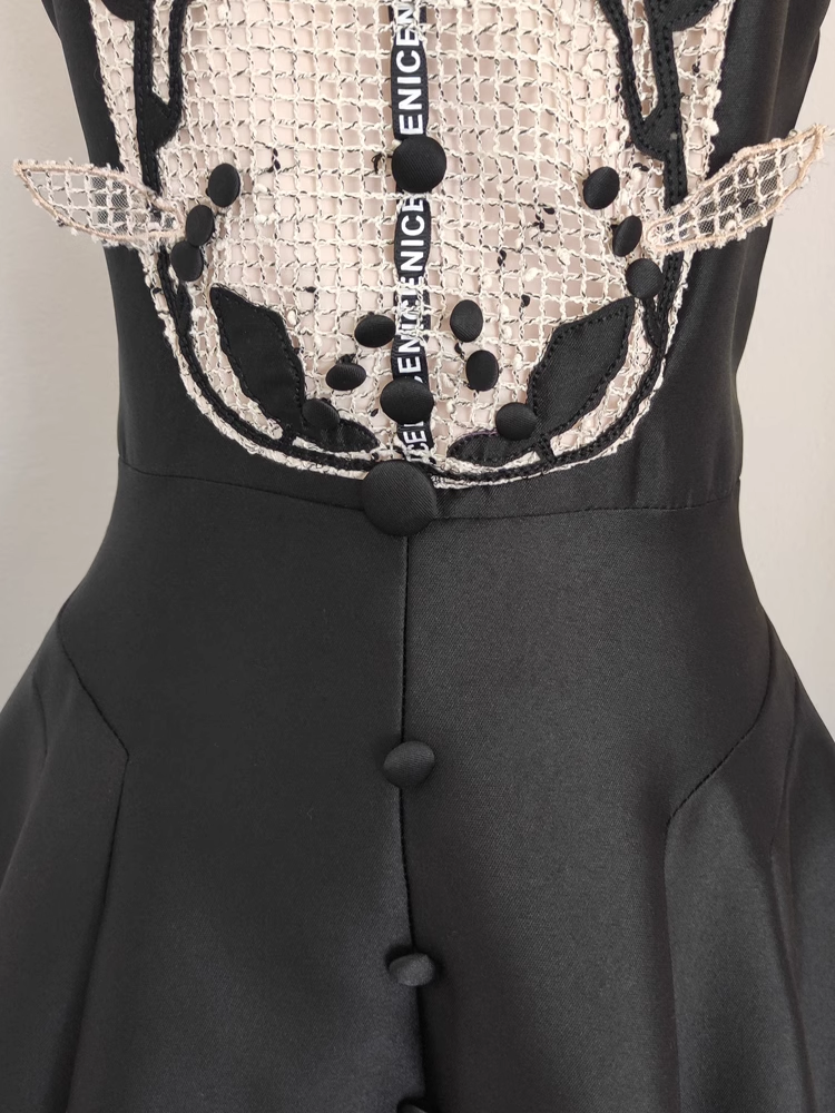 Sexy A line Spaghetti Straps Sleeveless Black Party Dress Holiday Birthday Dresses For Women
