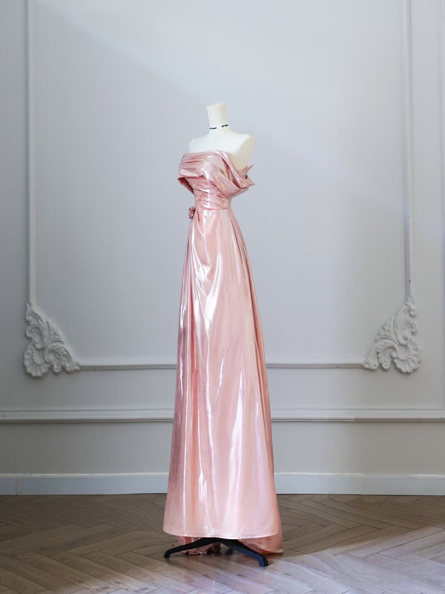 Pretty A Line Off The Shoulder Sequin Pink Long Prom Dresses Evening Gowns