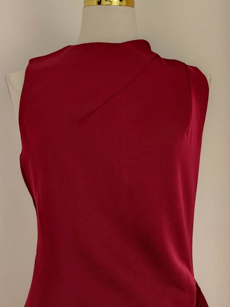 Sexy Sheath Scoop Neckline Burgundy Satin Dinner Party Dresses Birthday Outfits