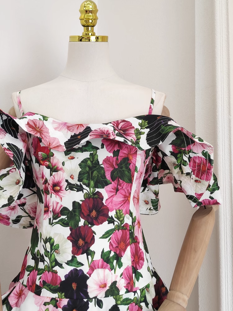 Cute A line Spaghetti Straps Sleeveless Floral Cocktail Dress Short Birthday Outfits