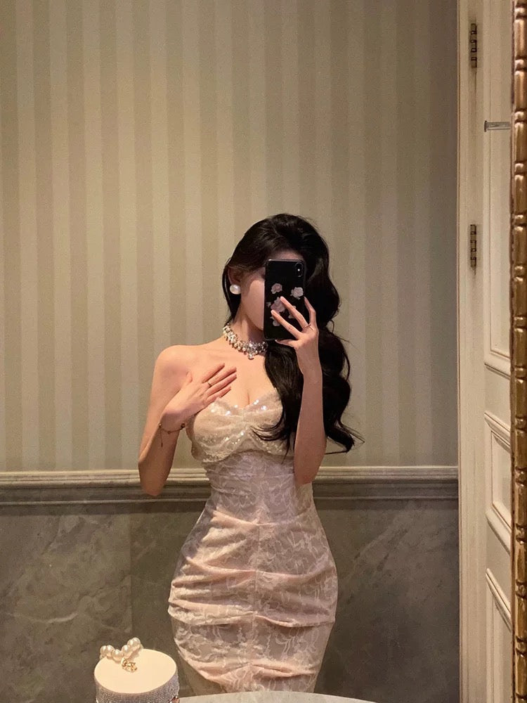 Sexy Sheath Sweetheart Sequin Lace Long Prom Dresses Evening Dress