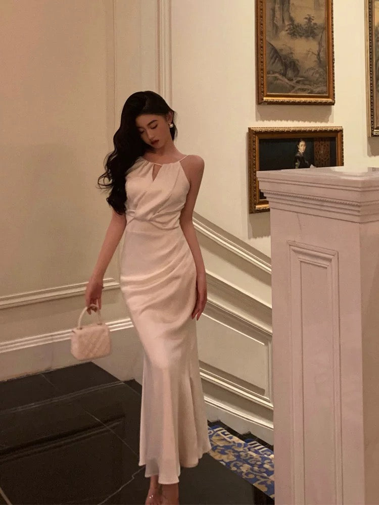 Sexy Sheath Scoop Neckline White Ankle Length Prom Dresses Birthday Dress