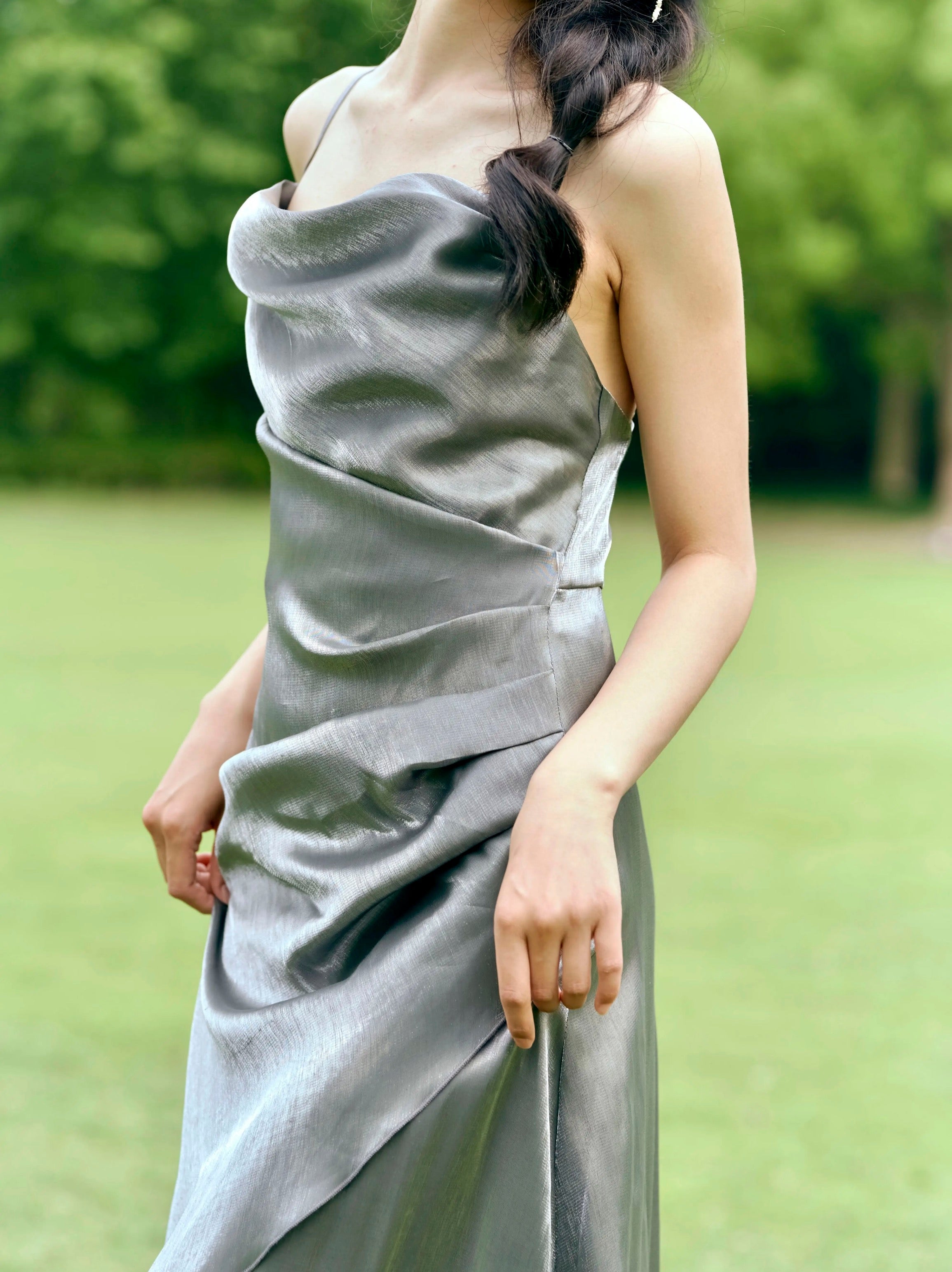 Vintage Sheath Spaghetti Straps Silver Gray Ankle Length Prom Dresses Birthday Outfits