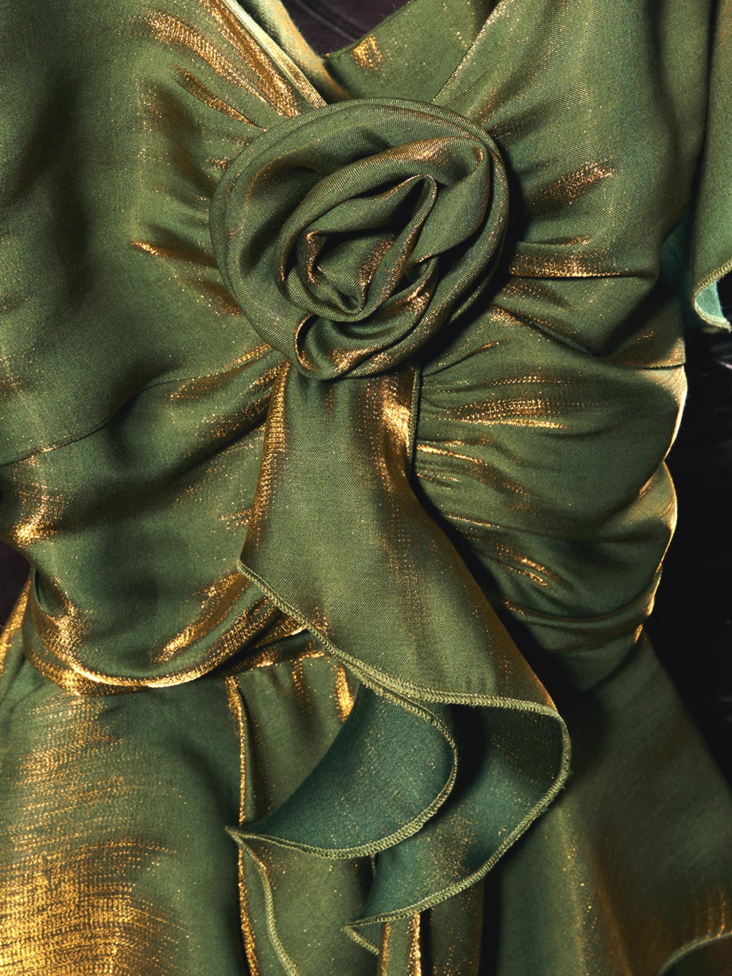 French Retro A line Short Sleeves Green Long Prom Dress Birthday Dresses