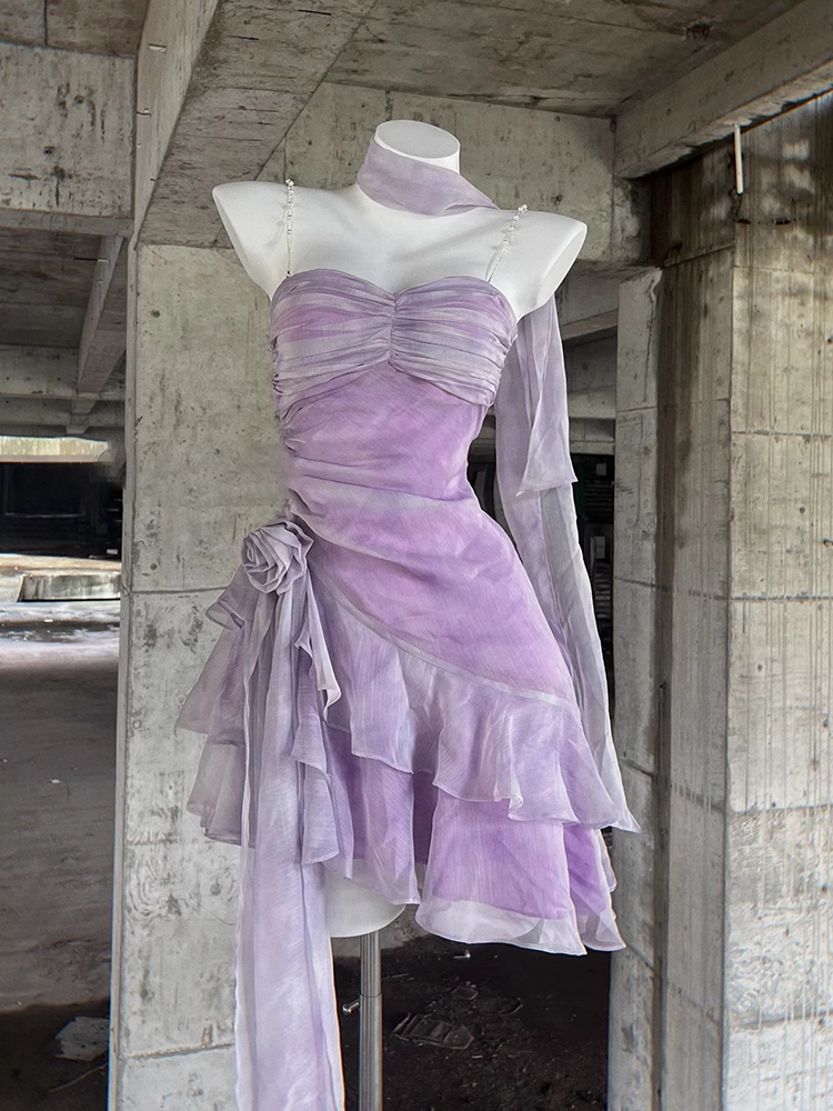 Retro Sheath Spaghetti Straps Short Lilac Cocktail Dresses Birthday Outfits