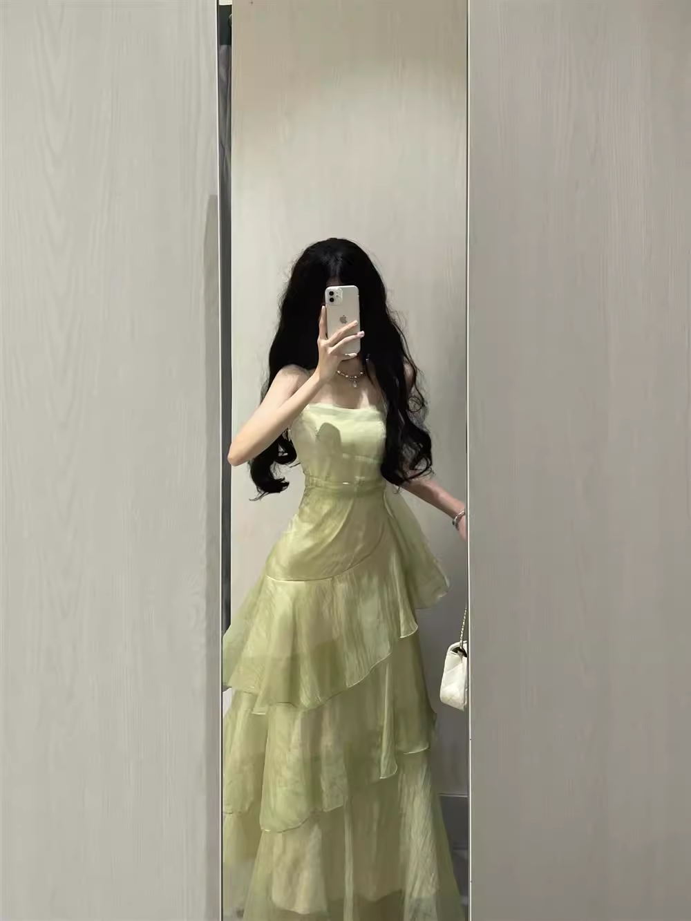 French Retro Sheath Spaghetti Straps Sage Green Ruffles Party Beach Dresses Birthday Outfits