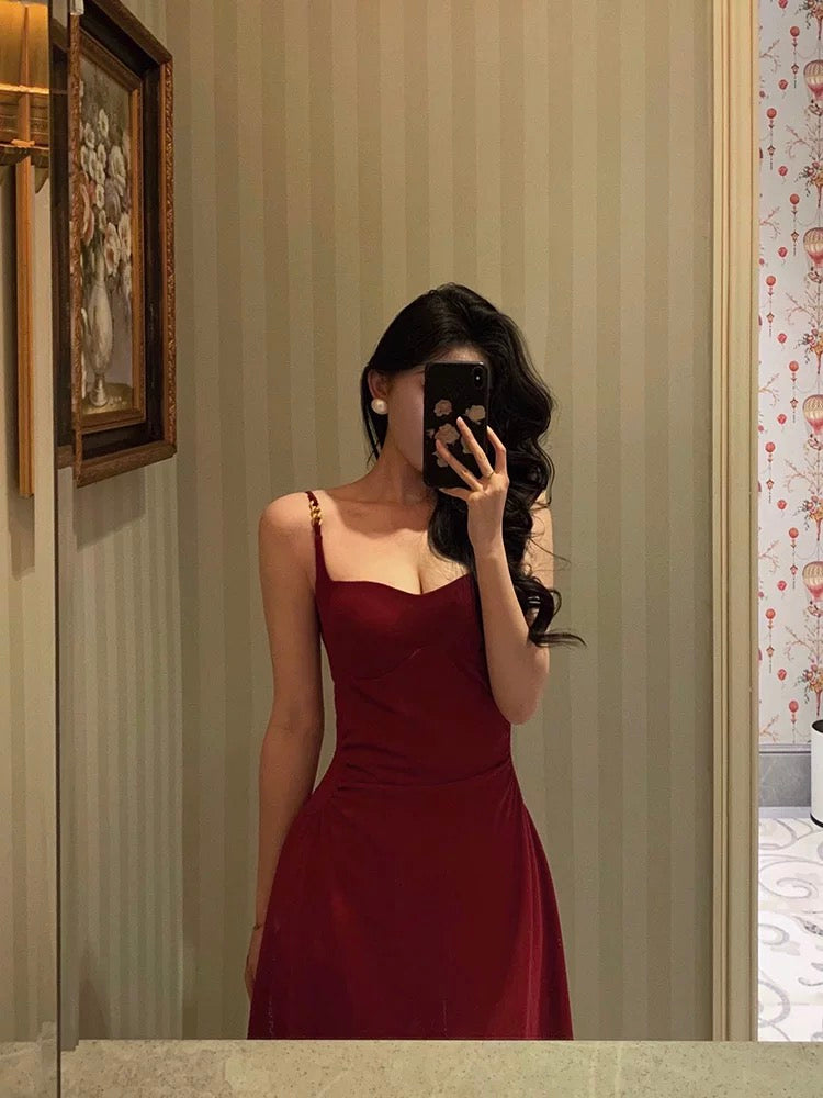 Sexy Sheath Spaghetti Straps Red Knee Length Prom Dresses Birthday Outfits