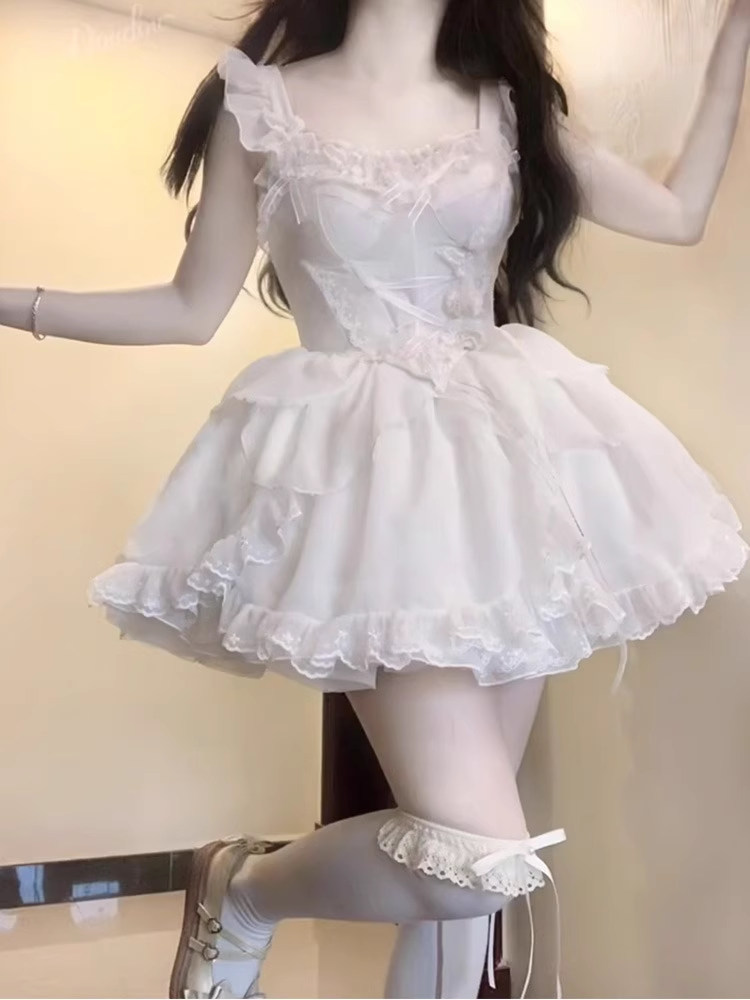 Cute Ball Gown Straps White Short Cocktail Dresses Birthday Outfits