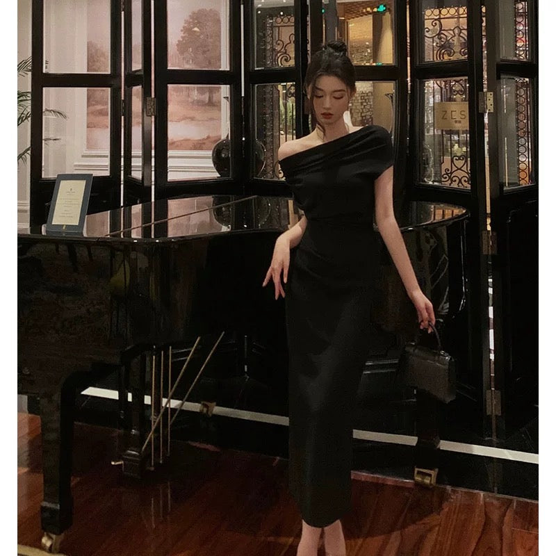 Sexy Sheath Off The Shoulder Black Ankle Length Prom Dresses Birthday Outfits