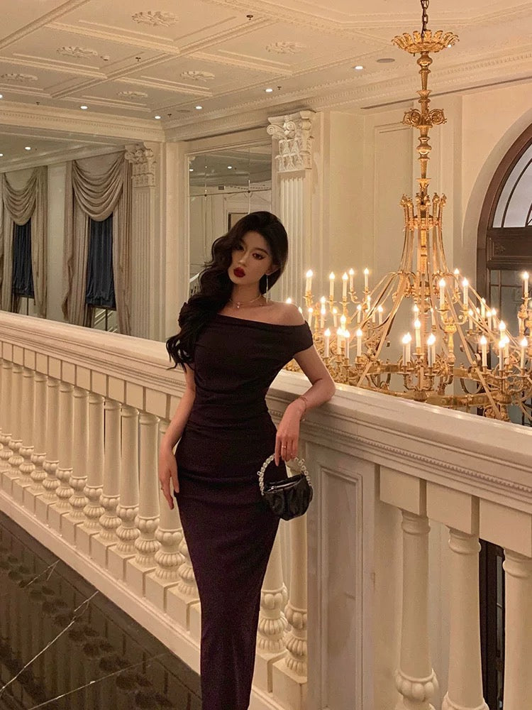 Sexy Mermaid Off The Shoulder Grape Ankle Length Prom Dresses Birthday Outfits