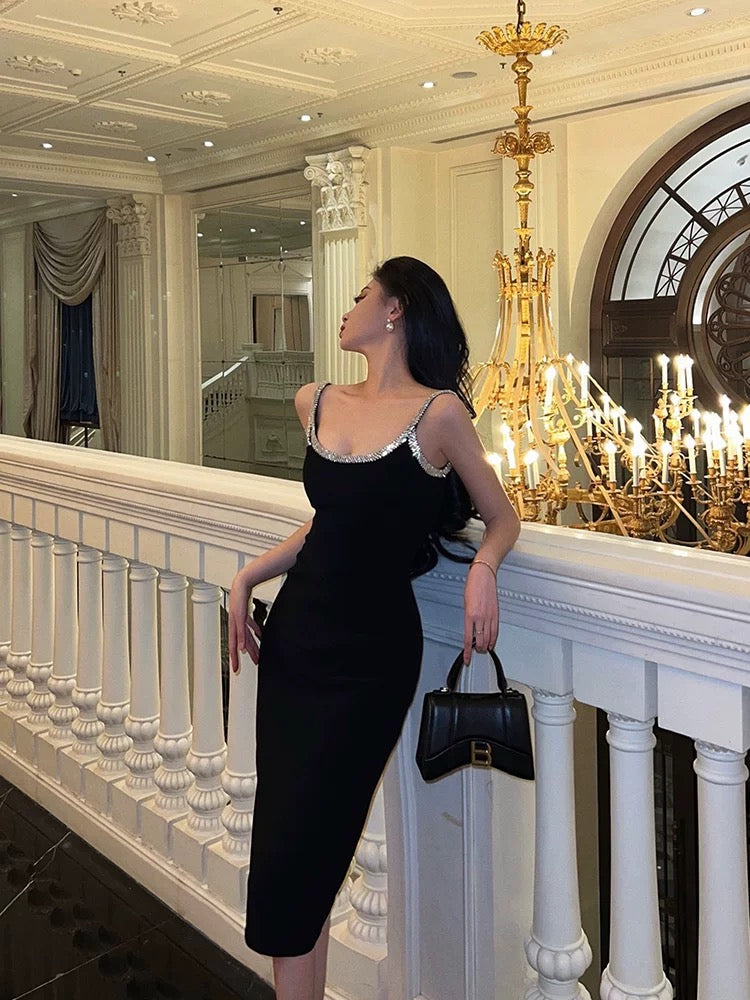 Sexy Sheath Spaghetti Straps Sleeveless Black Knee Length Prom Dresses Birthday Outfits