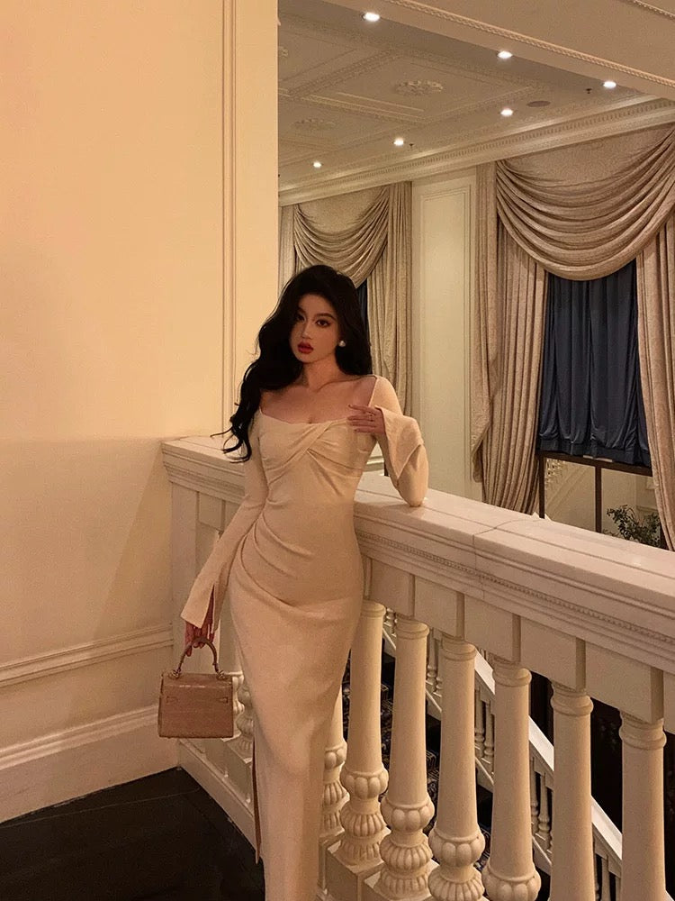 Gorgeous Sheath Square Neckline Long Sleeves Date Night Dress Prom Dresses Birthday Outfits