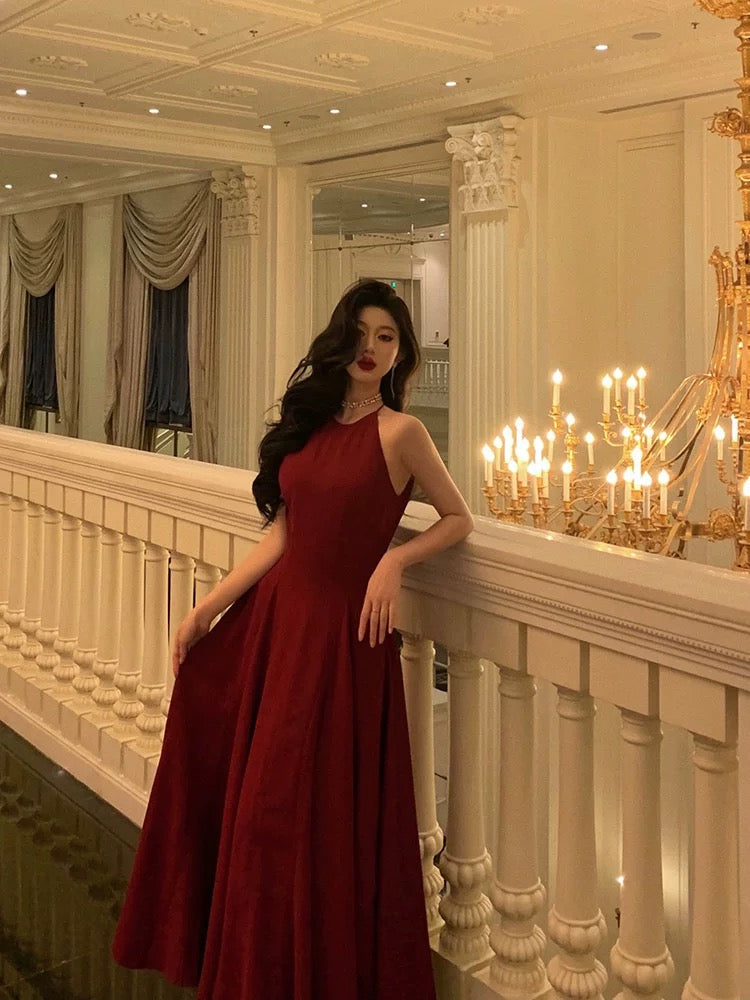 Sexy A Line Boat Neckline Sleeveless Burgundy Ankle Length Prom Dresses Birthday Outfits
