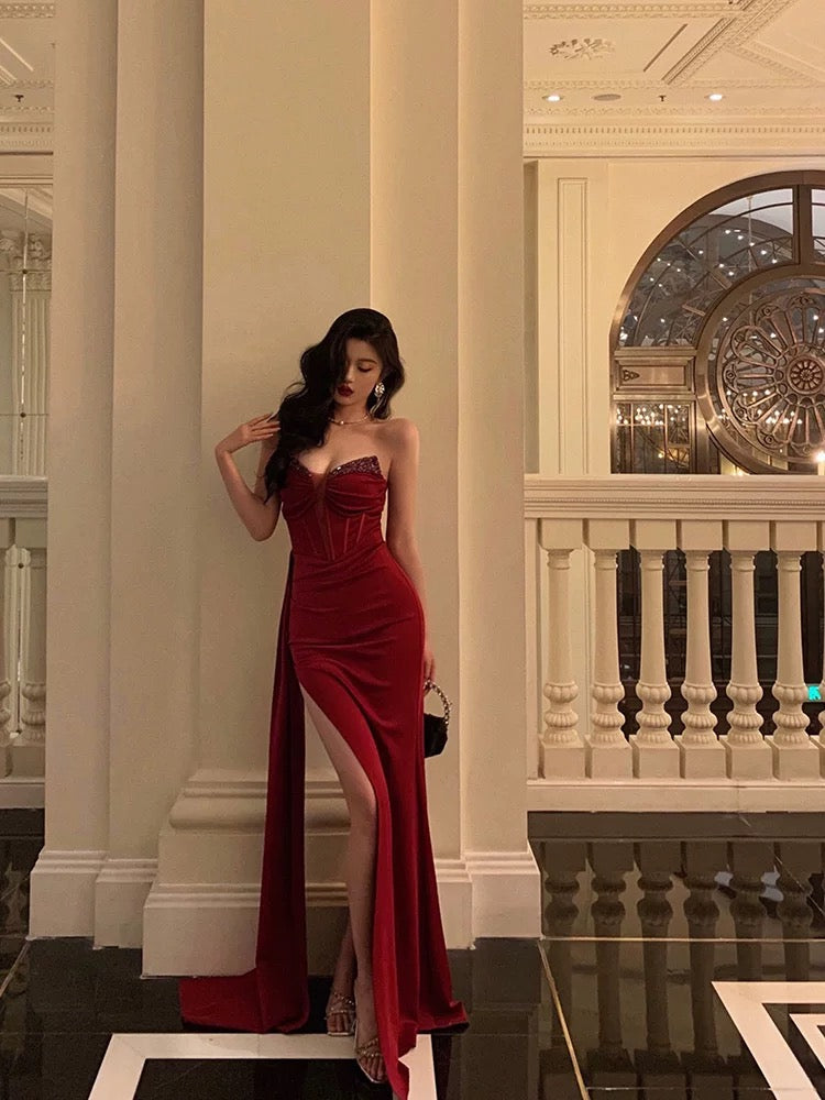 Gorgeous Sheath Sweetheart Red Sleeveless Date Night Dress Prom Dresses Birthday Outfits