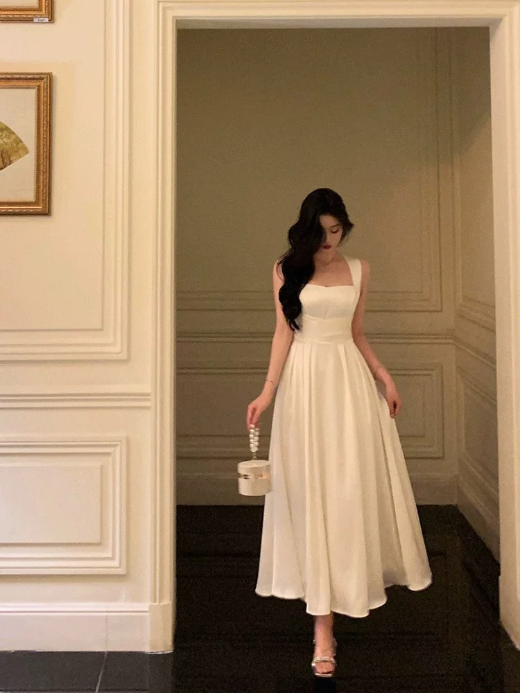 Gorgeous A line Sleeveless White Date Night Dress Prom Dresses Birthday Outfits