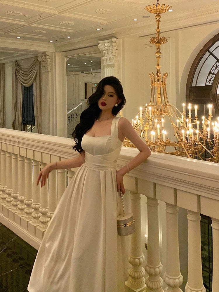 Gorgeous A line Sleeveless White Date Night Dress Prom Dresses Birthday Outfits