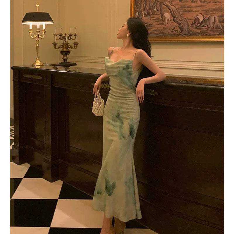 Gorgeous Sheath Spaghetti Straps Sage Green Date Night Dress Prom Dresses Birthday Outfit