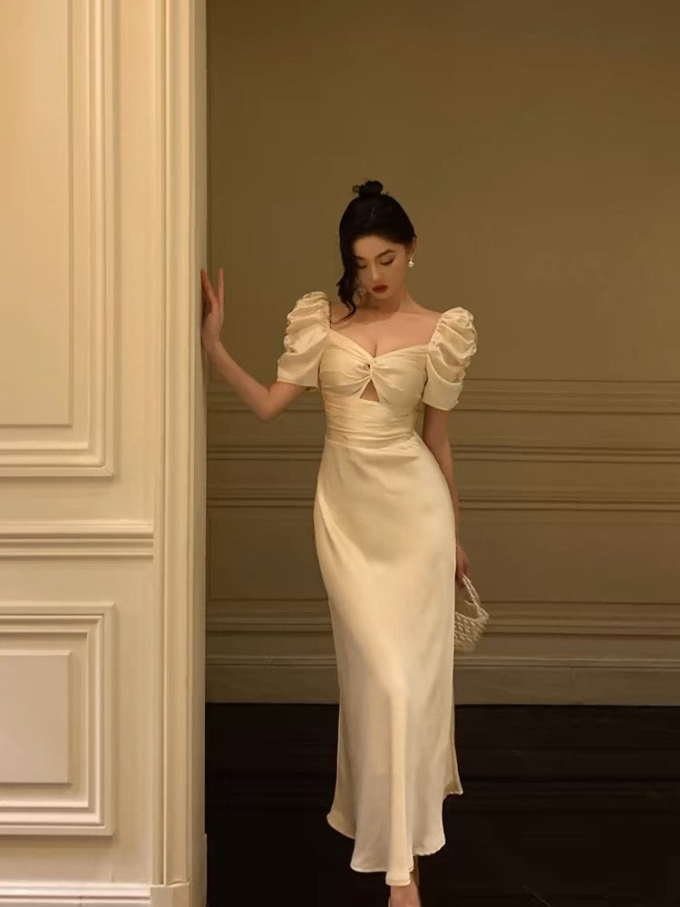 Pretty A line Short Sleeves Ivory Ankle Length Prom Dresses Birthday Outfits