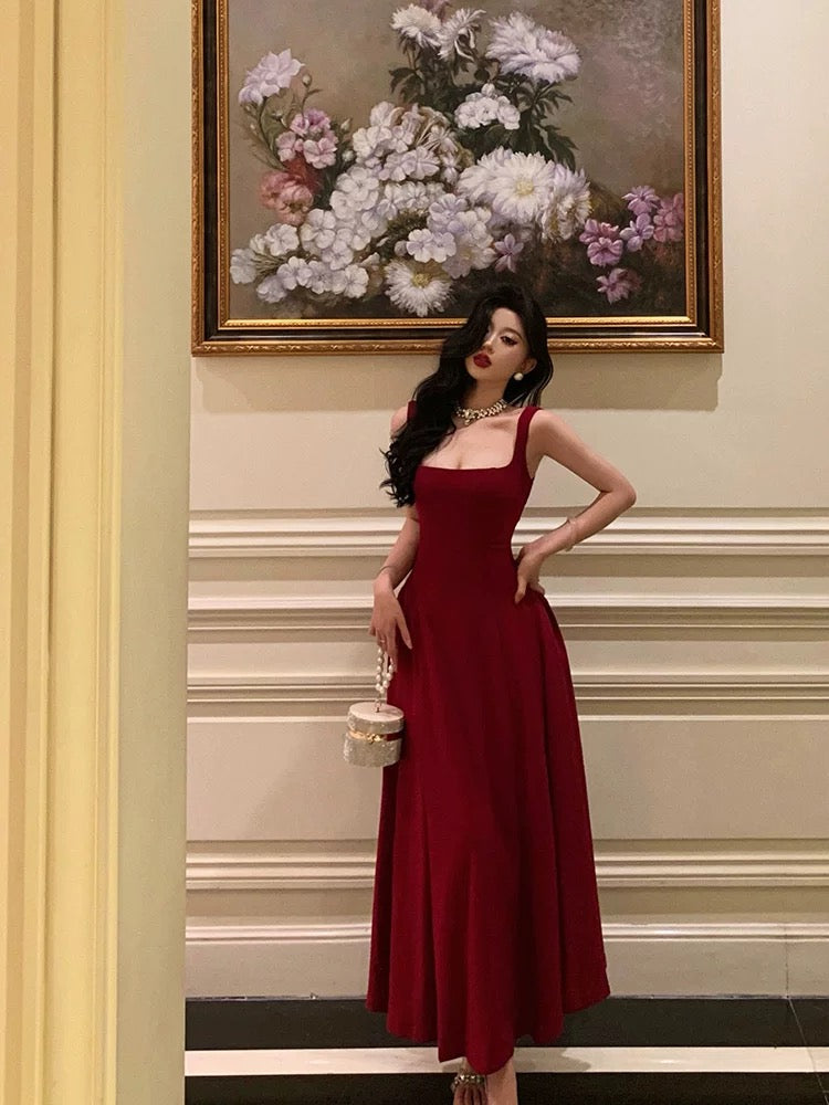 Sexy A Line Straps Red Ankle Length Prom Dresses Birthday Outfits